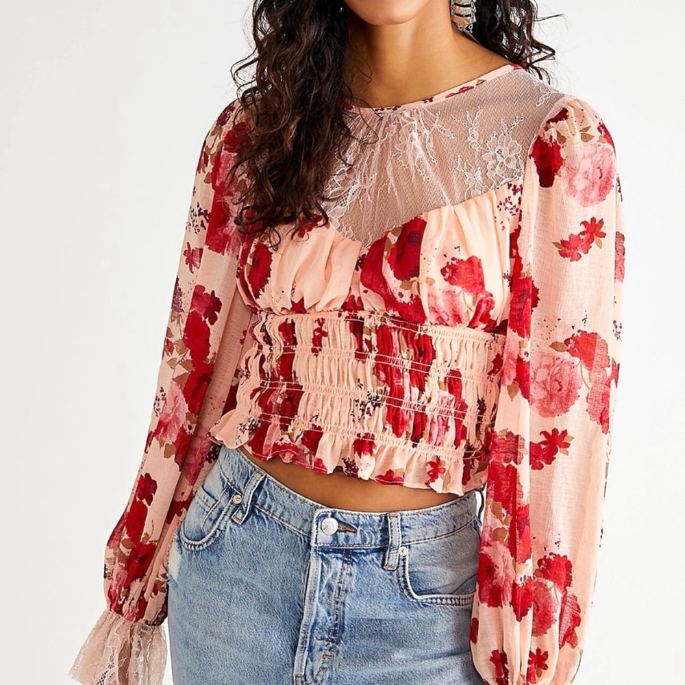 Free People Romantic Daphne Blouse Size S